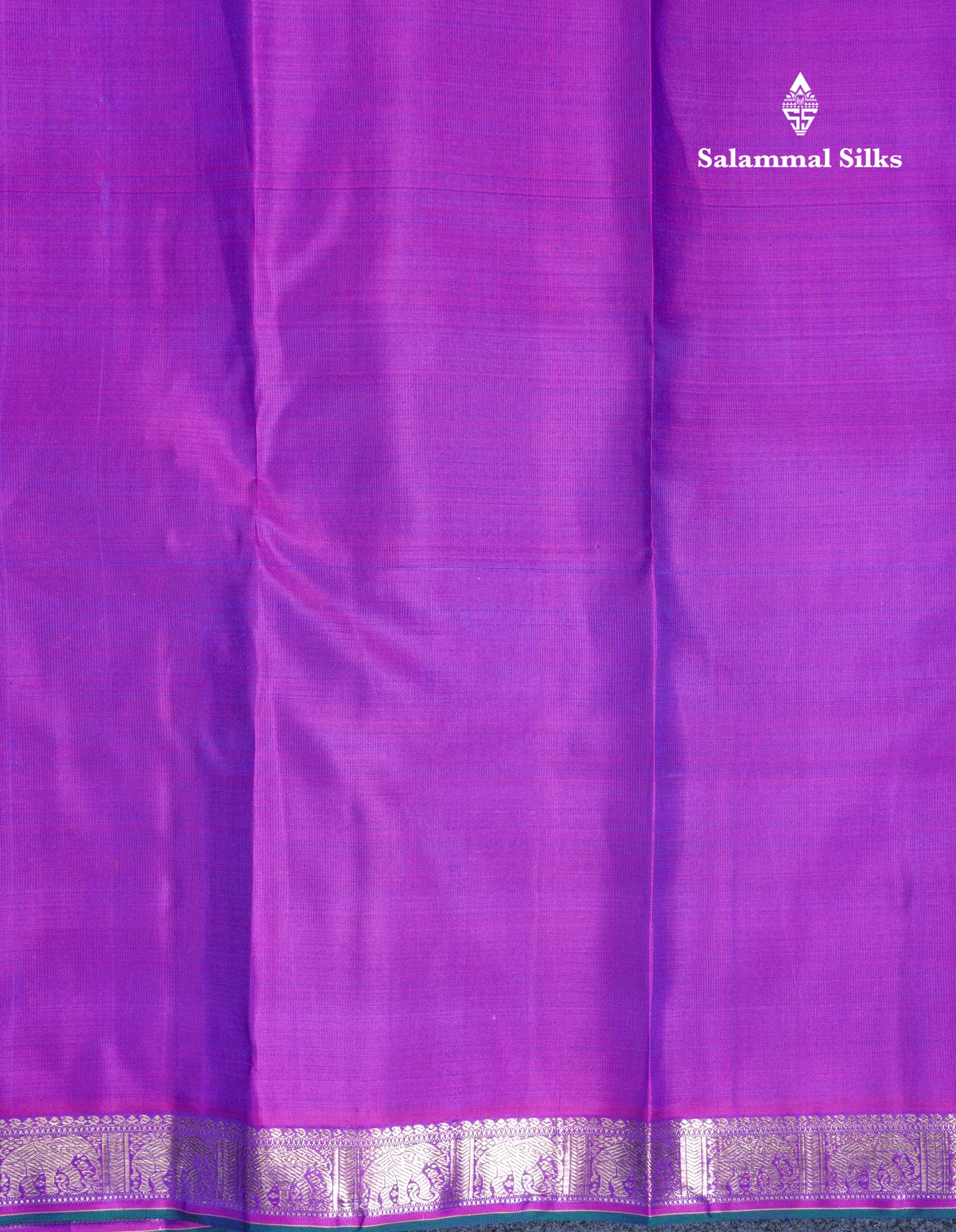 Peacock Blue Beautiful Small Buttas Pure Kanjivaram Silk Saree Pure Zari with Violet Small Border
