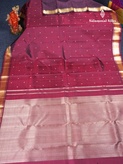 Maroon Beautiful Small Buttas Pure Kanjivaram Silk Saree Pure Zari with Self Border