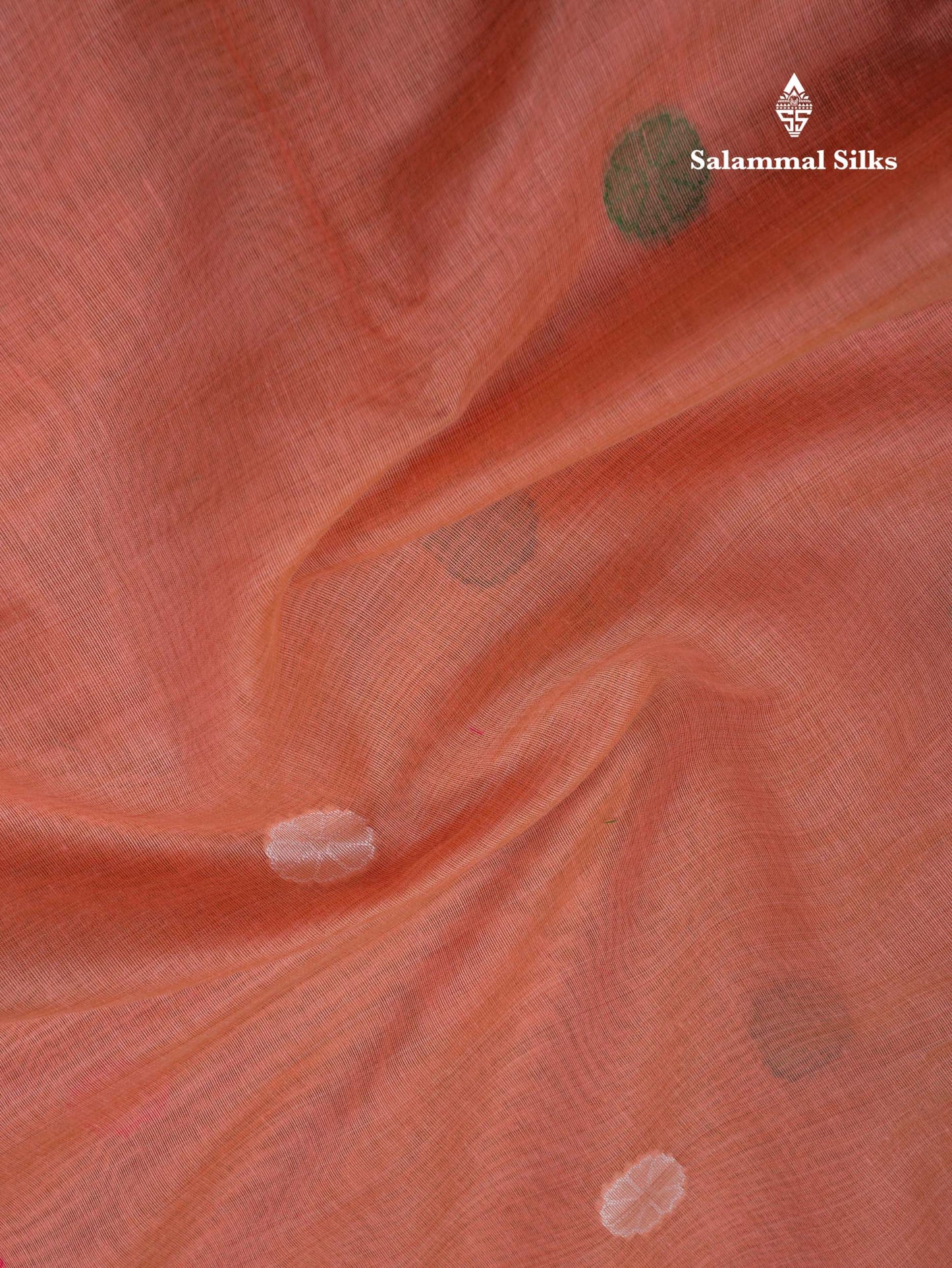 Beautiful Sapphire Green Thread Work Butta Muga Cotton Saree With Contrast Peacock Blue Blouse