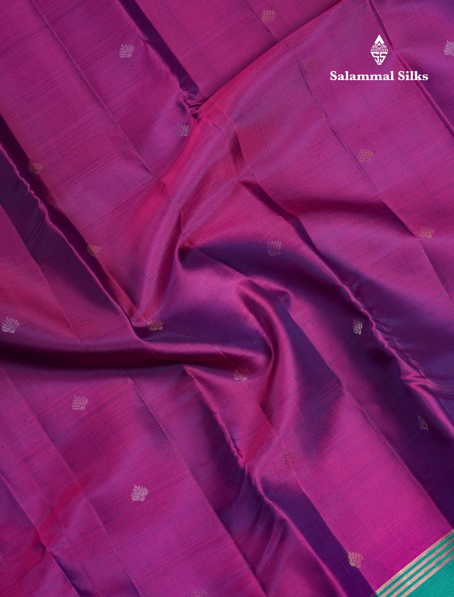 Beautiful Magenta Puremix Silk Saree With Contrast Sapphire Green Fancy Border