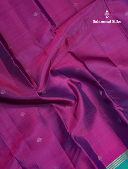 Beautiful Magenta Puremix Silk Saree With Contrast Sapphire Green Fancy Border