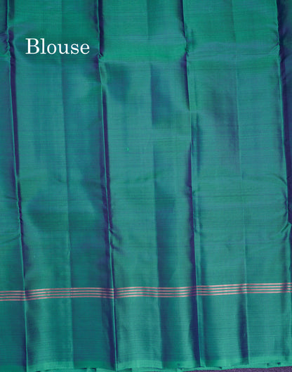 Beautiful Magenta Puremix Silk Saree With Contrast Sapphire Green Fancy Border