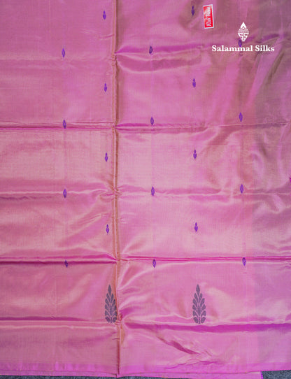 Magenta Pink Thread work Buttas Banana Pinth Saree (Vaazhainaar Pattu) With Contrast Baby Pink Blouse