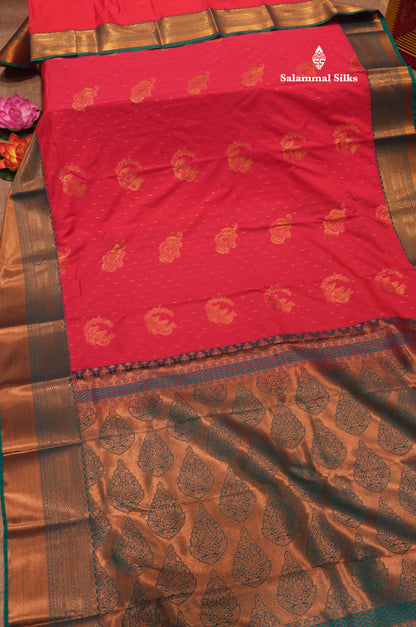 Onion Pink Colour Semi Silk Saree With Sapphire Green Border