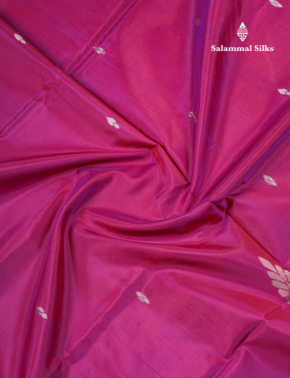 Magenta Pink Thread work Buttas Banana Pinth Saree (Vaazhainaar Pattu) With Contrast Baby Pink Blouse