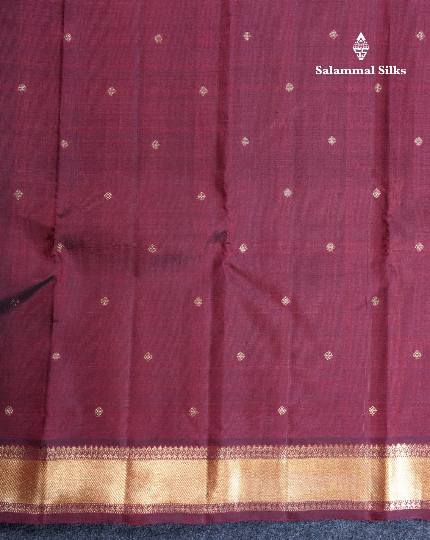 Maroon Beautiful Small Buttas Pure Kanjivaram Silk Saree Pure Zari with Self Border