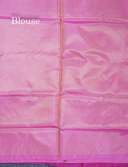 Magenta Pink Thread work Buttas Banana Pinth Saree (Vaazhainaar Pattu) With Contrast Baby Pink Blouse