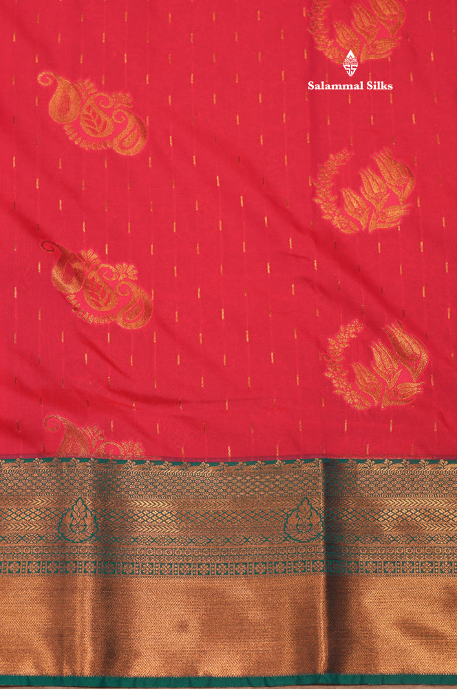Onion Pink Colour Semi Silk Saree With Sapphire Green Border