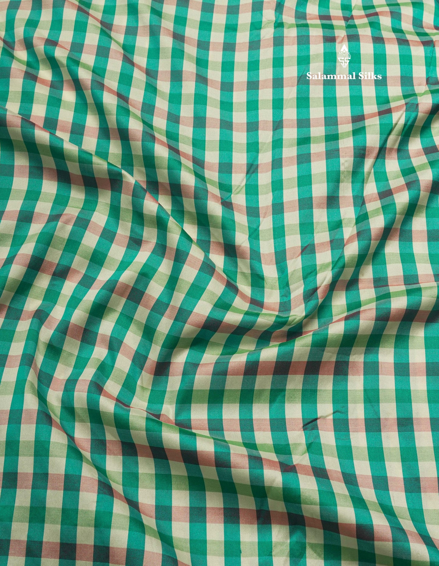 9.5 Yards Semi Silk Saree Multicolour Checks with Maroon Border