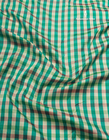 9.5 Yards Semi Silk Saree Multicolour Checks with Maroon Border