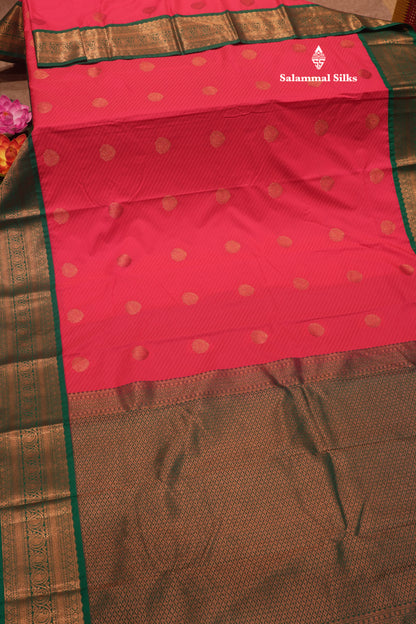 Pink Colour Semi Silk Saree With Green Border