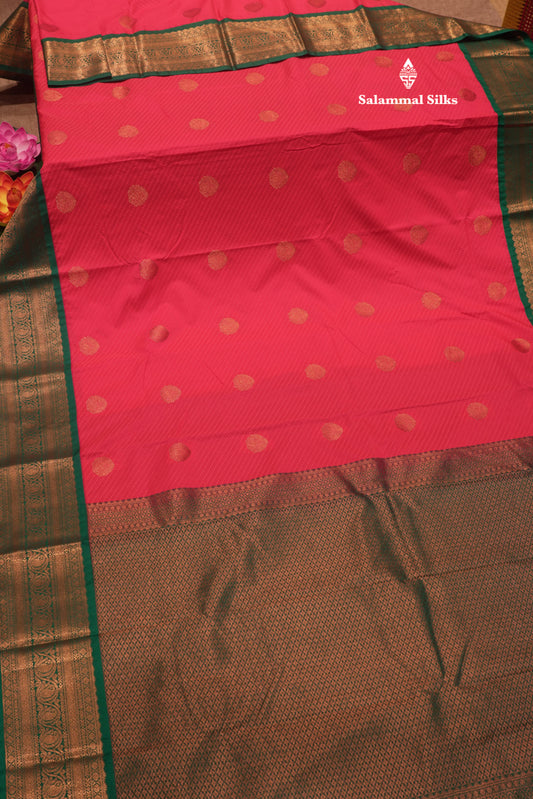 Pink Colour Semi Silk Saree With Green Border