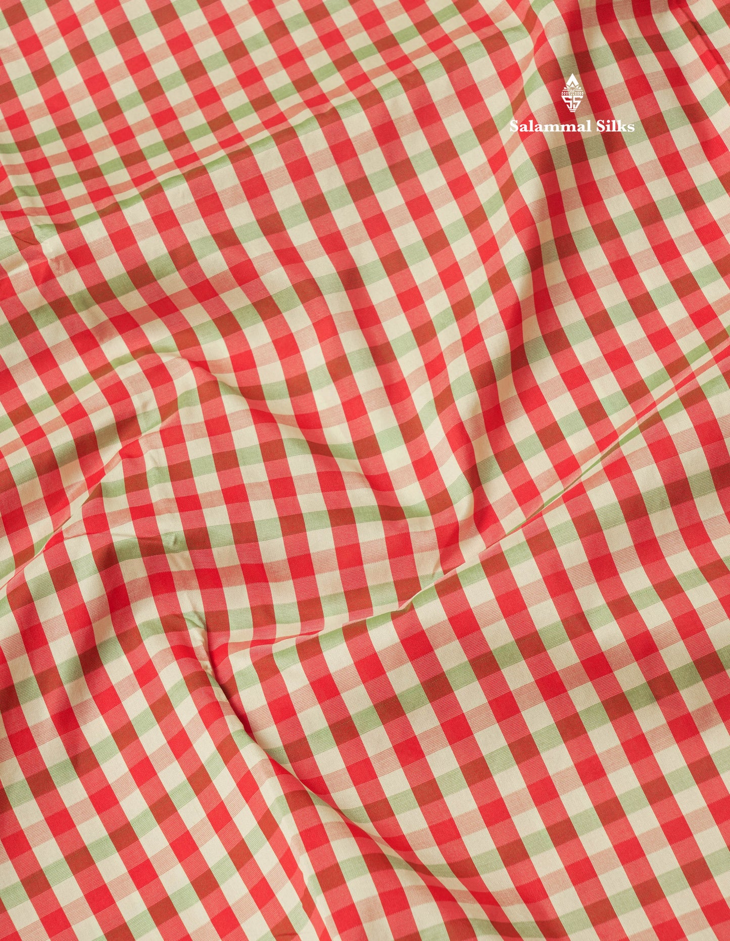 9.5 Yards Semi Silk Saree Multicolour Checks with Maroon Border