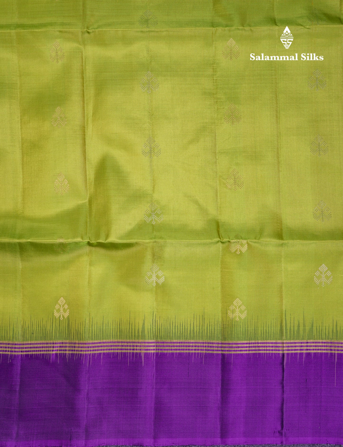 Beautiful Manthulir Yellow Pure Kanjivaram Soft Silk Saree With Contrast Violet Fancy Border