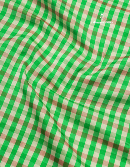 9.5 Yards Semi Silk Saree Multicolour Checks with Maroon Border