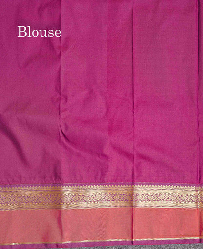 Semi Silk Saree - Multicolour Body Small Checks With Magenta Traditional Border