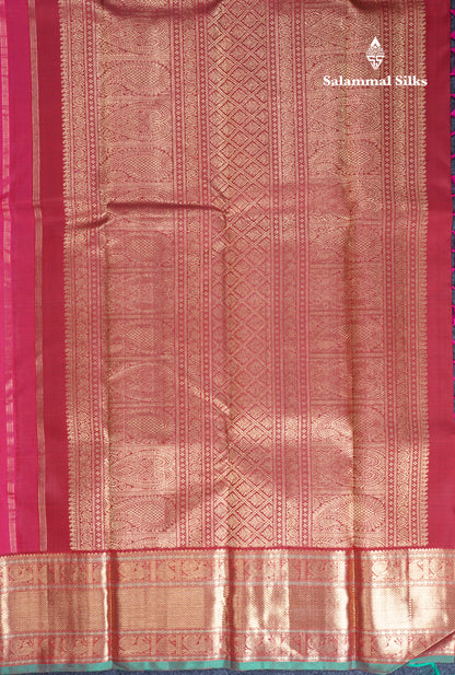 Beautiful Reddish Pink Pure Kanjivaram Silk Saree Pure Zari with Traditional Evening Morning Border
