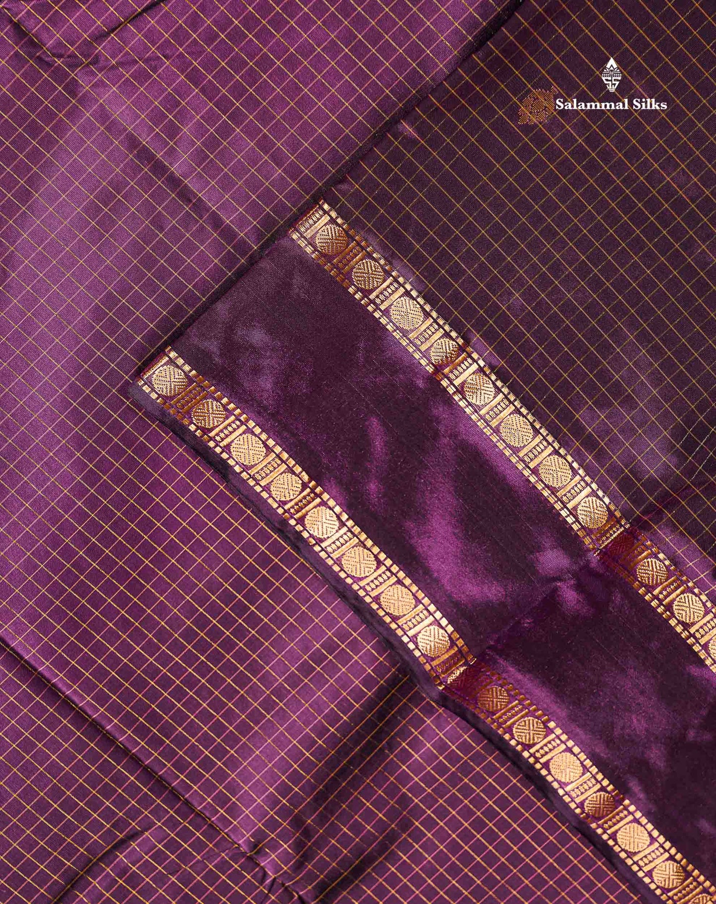Semi Silk Saree - Orange Colour Body Zari Checks With Butta & Traditional Rettapet Border