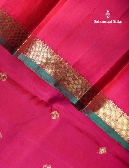 Beautiful Reddish Pink Pure Kanjivaram Silk Saree Pure Zari with Traditional Evening Morning Border