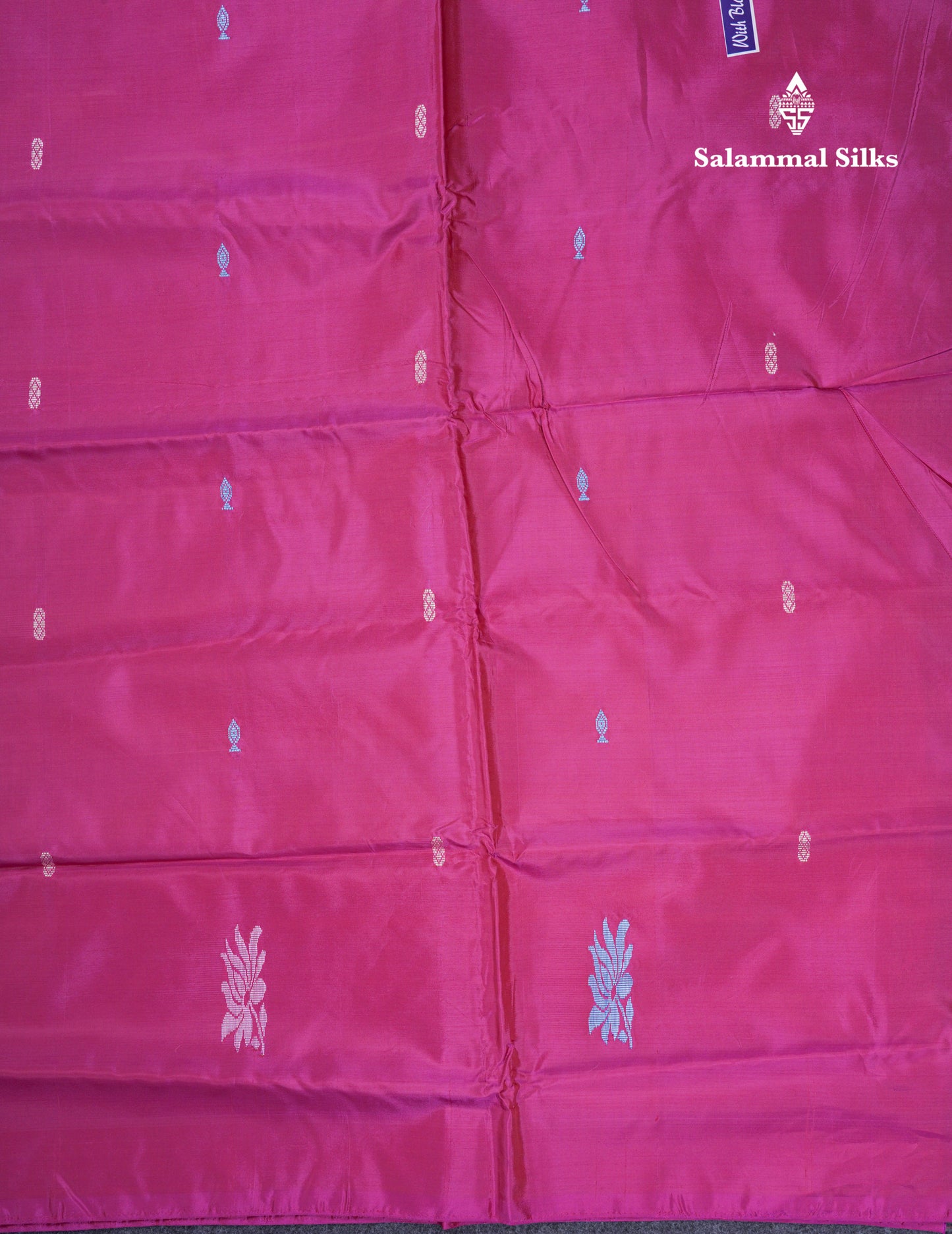Dual Tone Blue Thread work Buttas Banana Pinth Saree (Vaazhainaar Pattu) With Contrast Pink Blouse