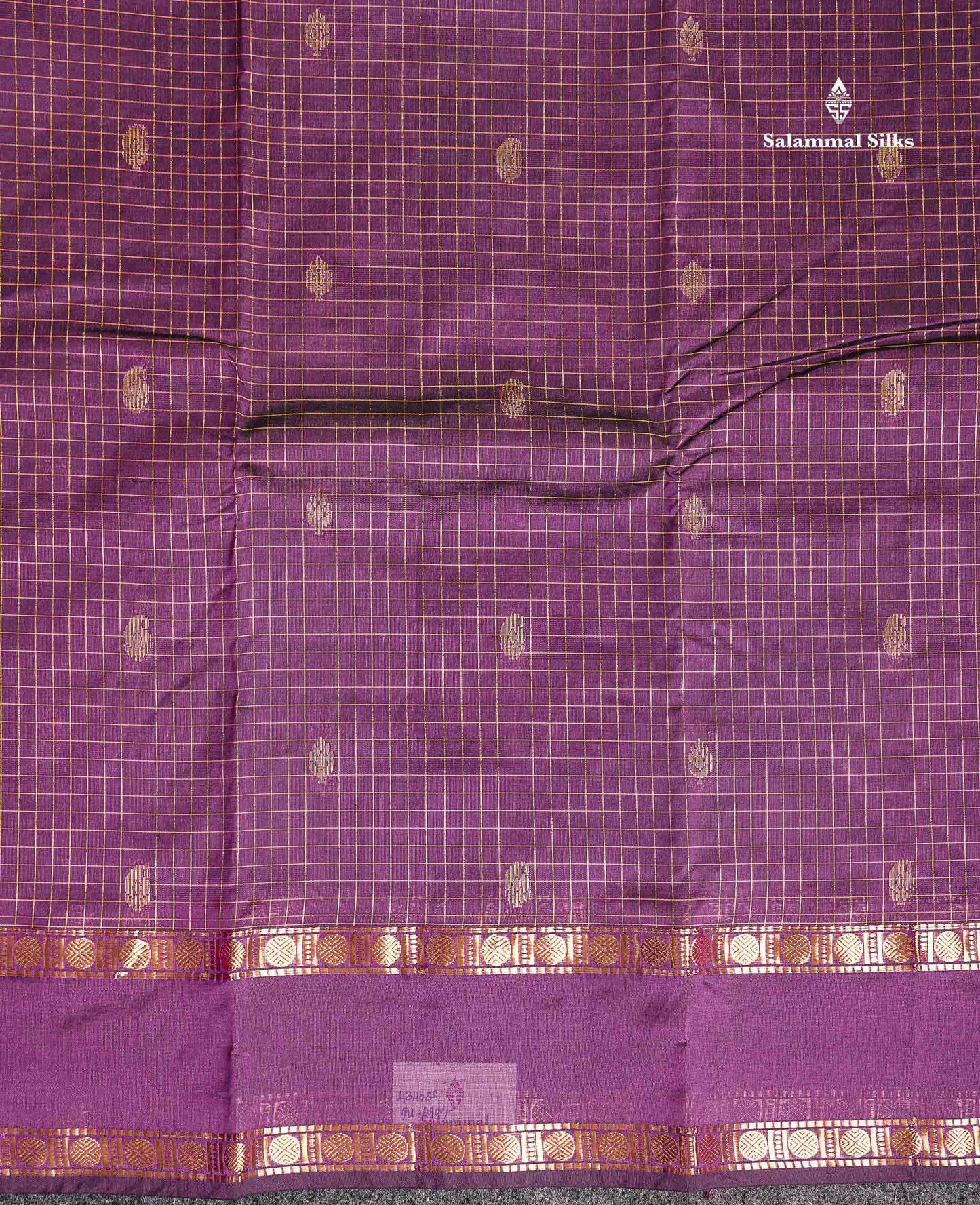 Semi Silk Saree - Orange Colour Body Zari Checks With Butta & Traditional Rettapet Border