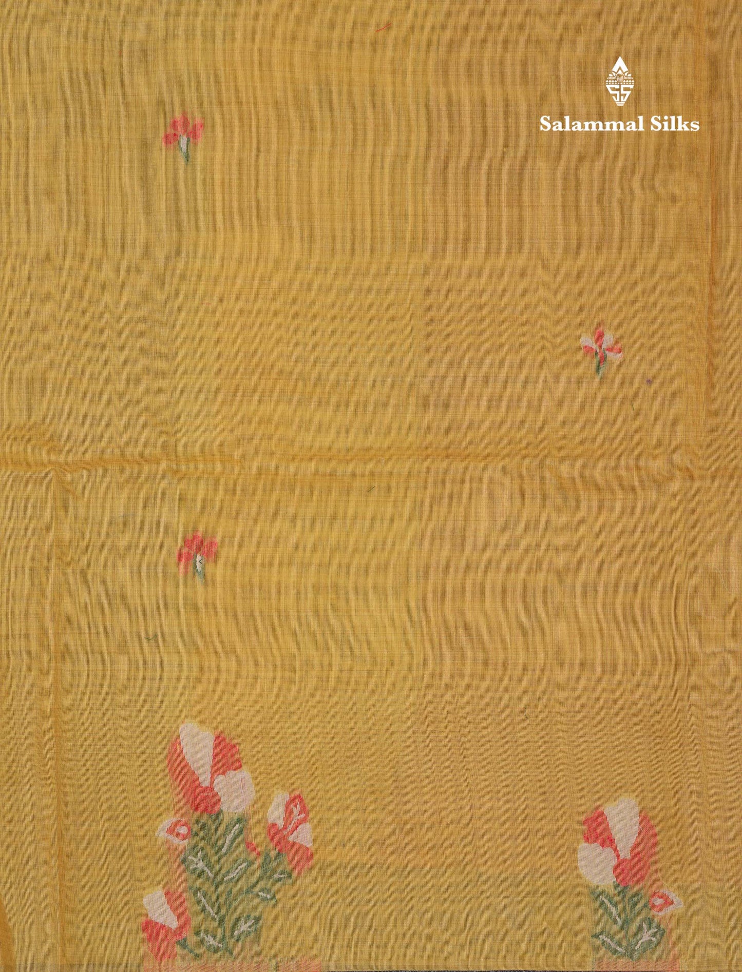 Beautiful Mustard Yellow Menakari Work Thread Butta Cotton Mix Saree With Contrast Maroon Blouse
