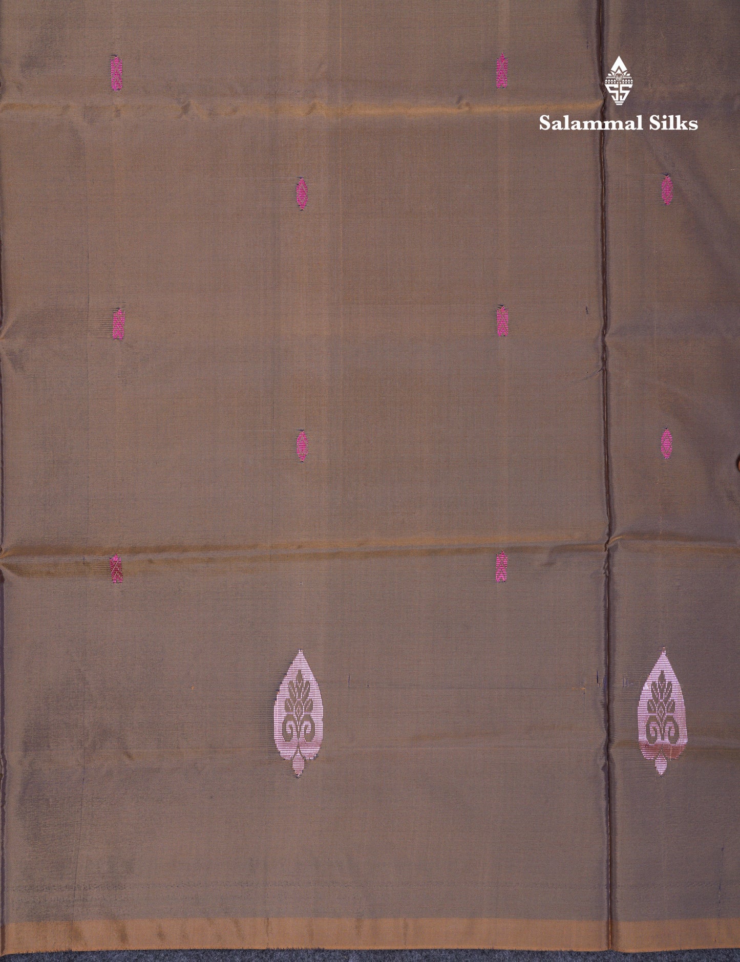 Olive Mustard Yellow Thread work Buttas Banana Pinth Saree (Vaazhainaar Pattu) With Contrast Pink Blouse