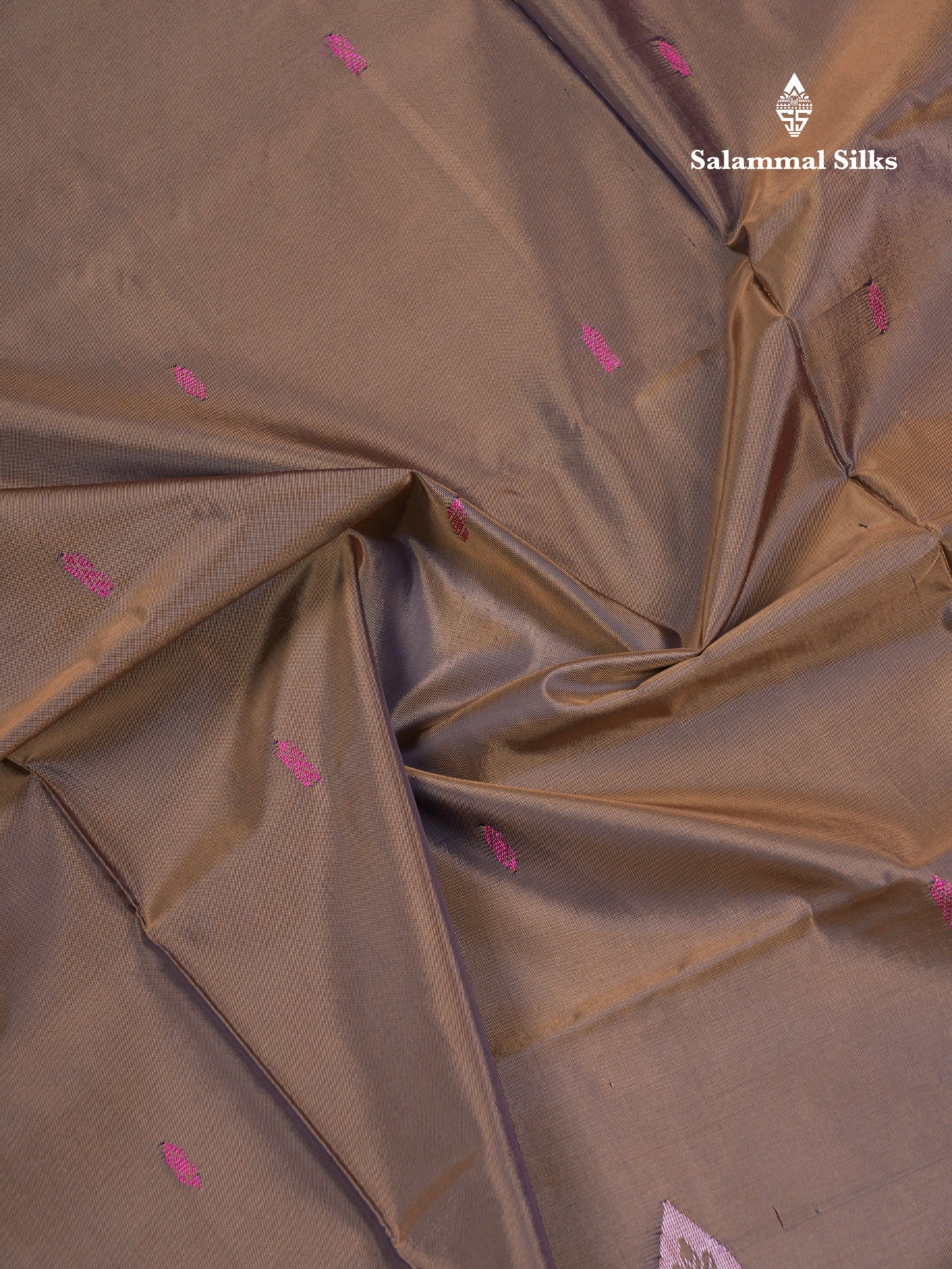 Olive Mustard Yellow Thread work Buttas Banana Pinth Saree (Vaazhainaar Pattu) With Contrast Pink Blouse