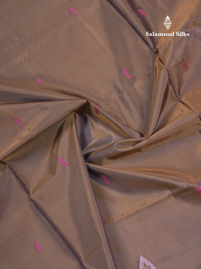 Olive Mustard Yellow Thread work Buttas Banana Pinth Saree (Vaazhainaar Pattu) With Contrast Pink Blouse