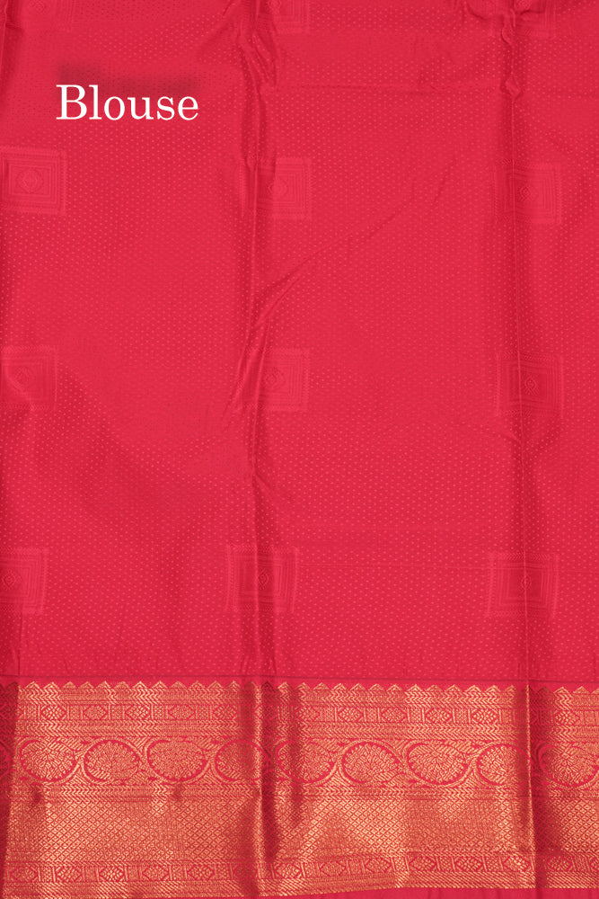 Sapphire Green Colour Semi Silk Saree With Pink Border