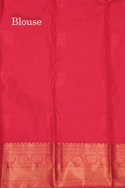 Sapphire Green Colour Semi Silk Saree With Pink Border
