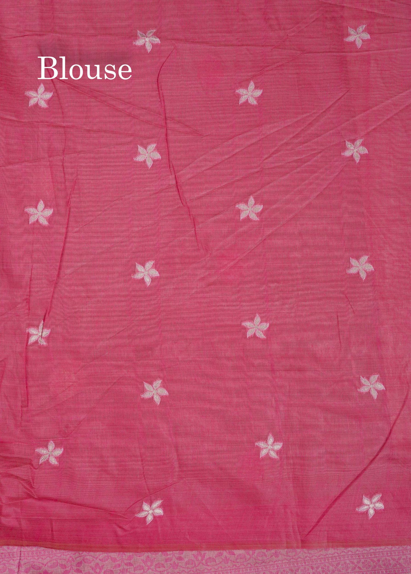 Beautiful Light Pink Thread Work Butta Muga Cotton Saree With Contrast Pink Blouse