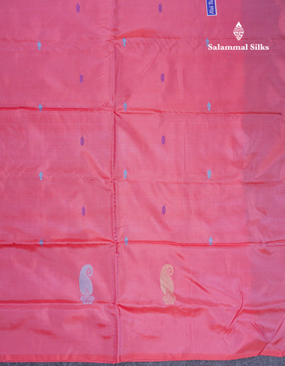 Brown Thread work Buttas Banana Pinth Saree (Vaazhainaar Pattu) With Contrast Pink Blouse