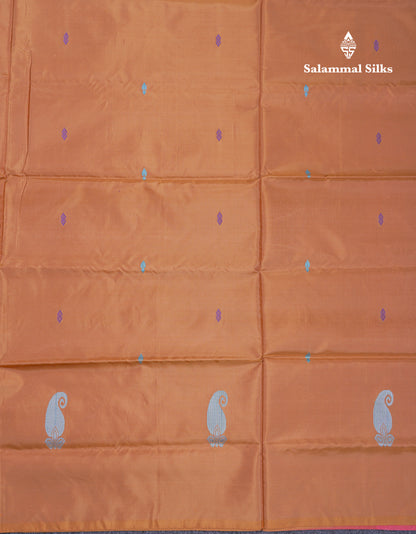 Brown Thread work Buttas Banana Pinth Saree (Vaazhainaar Pattu) With Contrast Pink Blouse