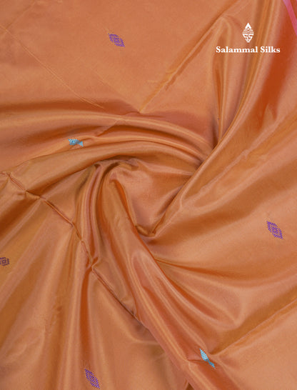 Brown Thread work Buttas Banana Pinth Saree (Vaazhainaar Pattu) With Contrast Pink Blouse
