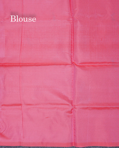Brown Thread work Buttas Banana Pinth Saree (Vaazhainaar Pattu) With Contrast Pink Blouse