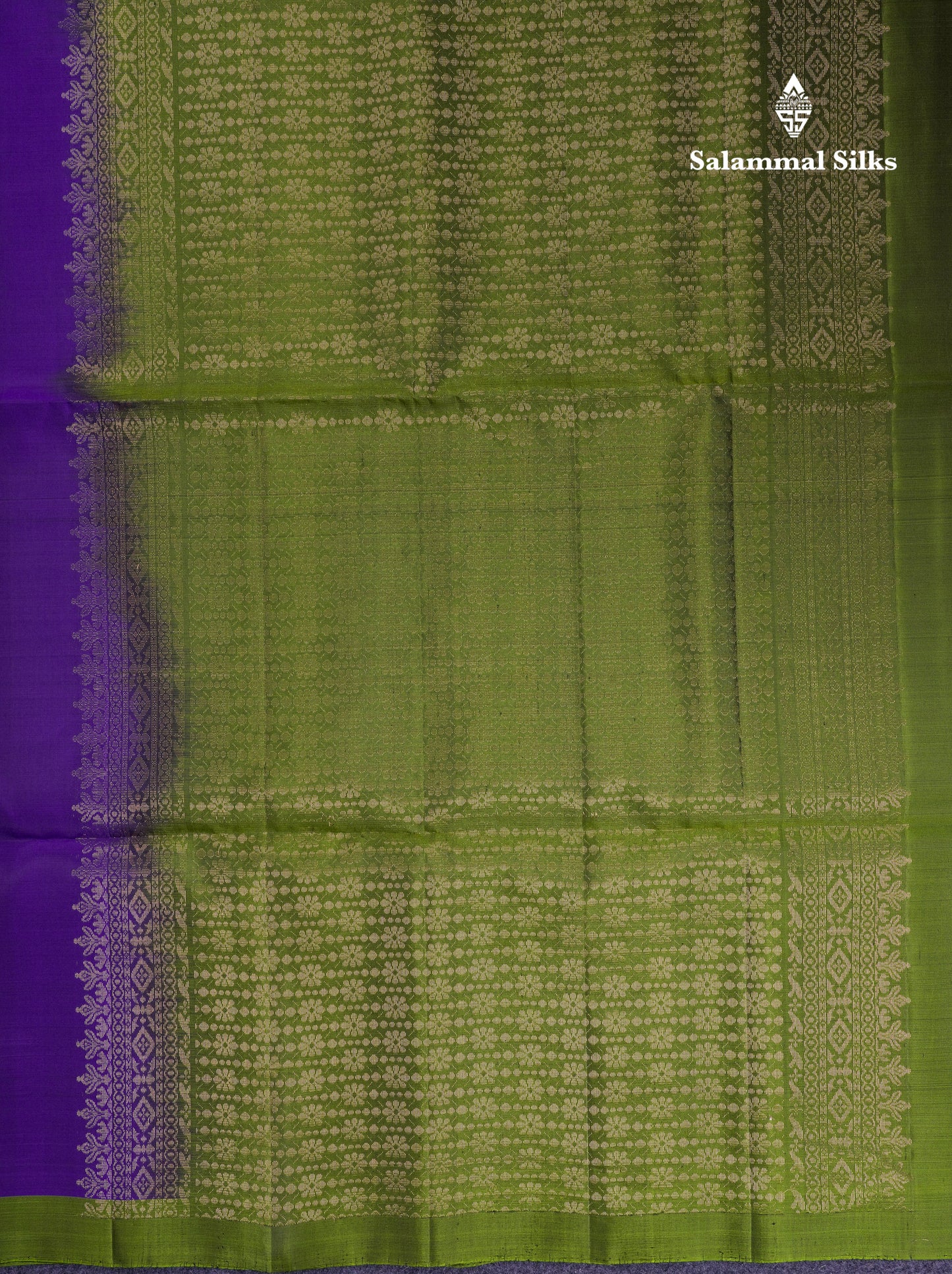 Beautiful Violet Pure Kanjivaram Soft Silk Saree With Contrast Army Green Blouse