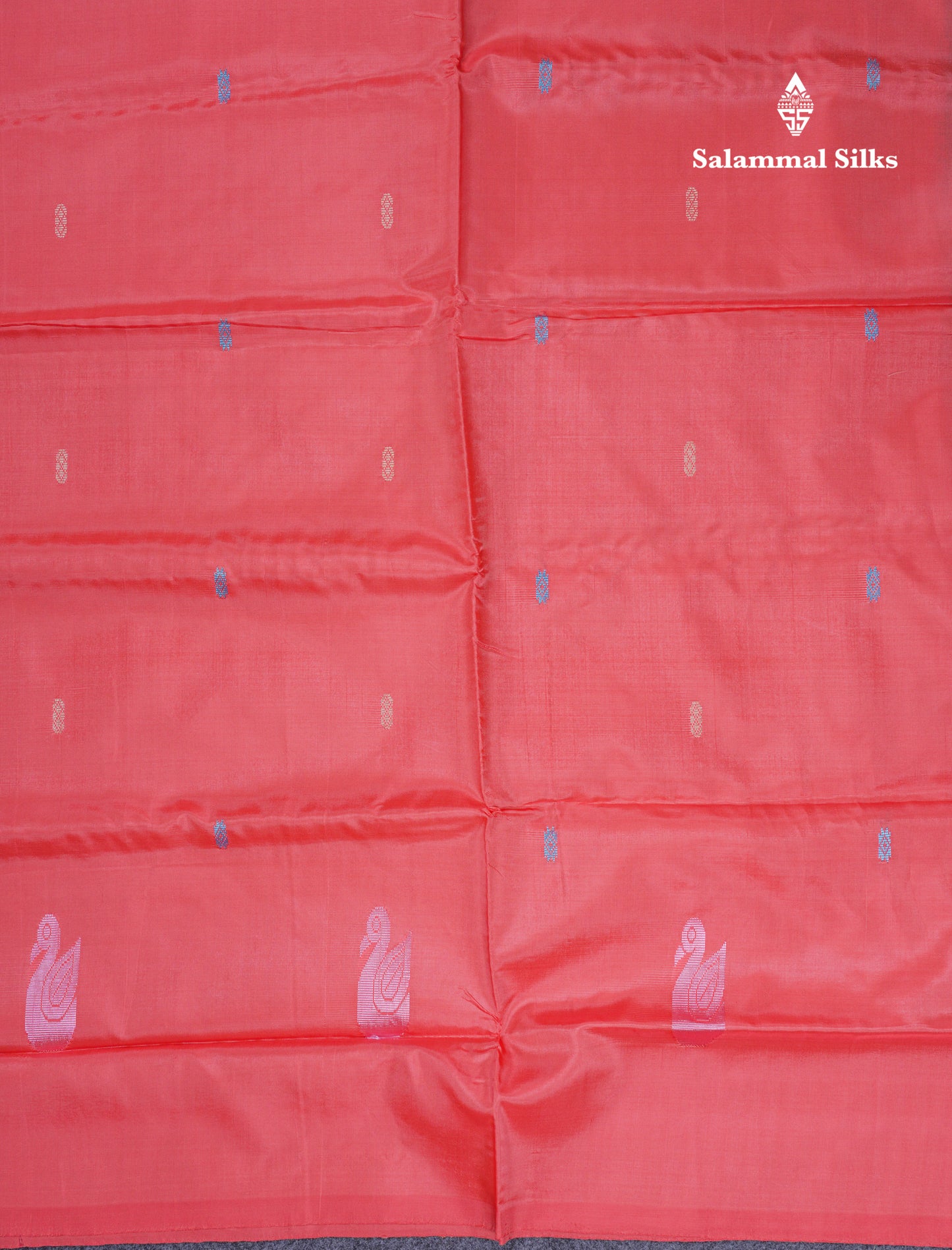 Dual Tone Peacock Blue Thread work Buttas Banana Pinth Saree (Vaazhainaar Pattu) With Contrast Orange Blouse
