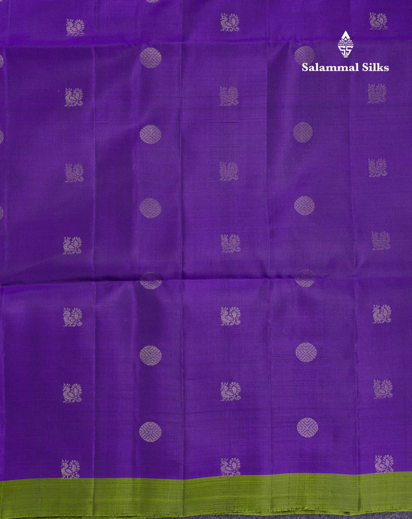 Beautiful Violet Pure Kanjivaram Soft Silk Saree With Contrast Army Green Blouse