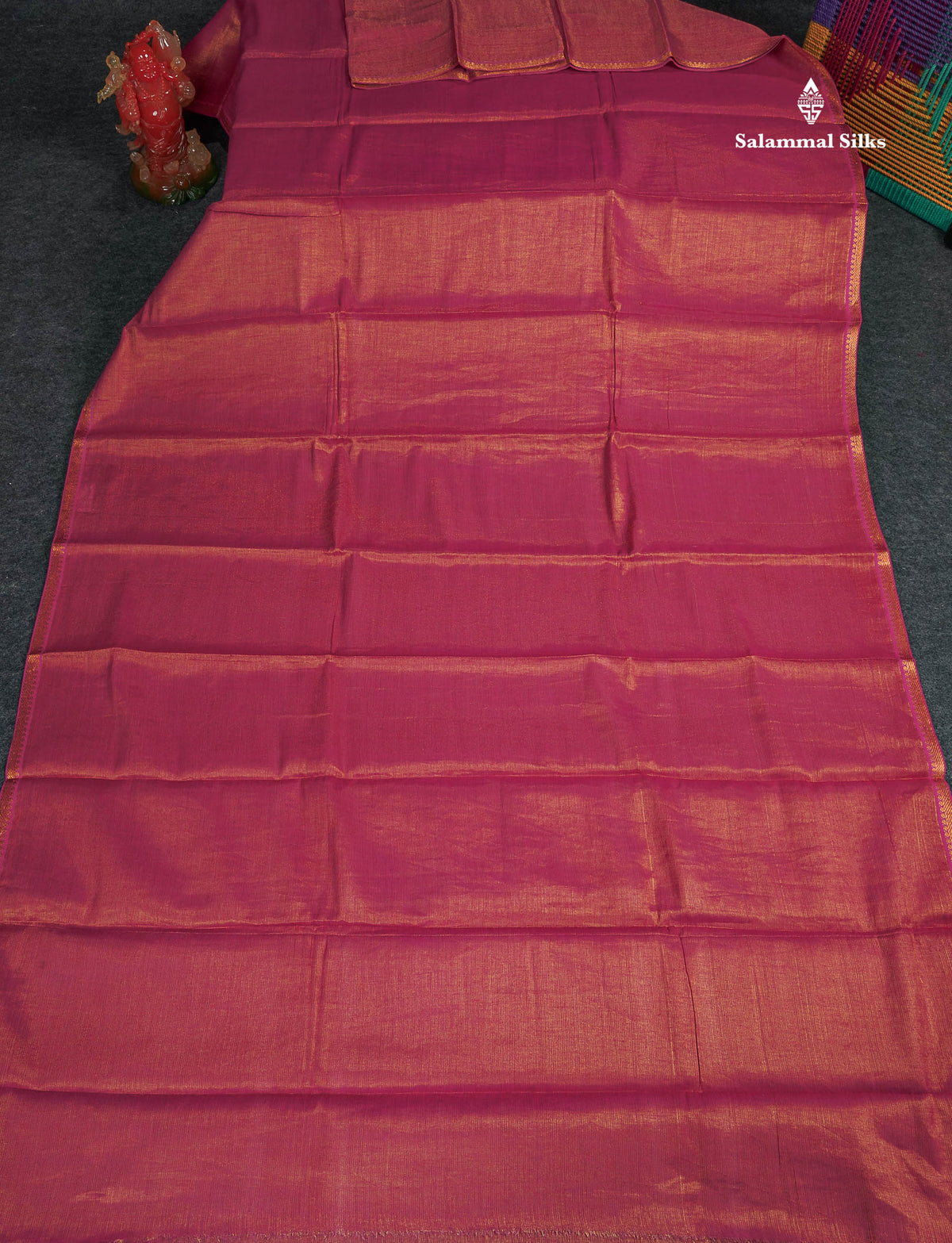 Tissue Sungudi Cotton Saree - Pink Colour Body With Blouse
