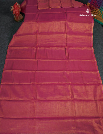 Tissue Sungudi Cotton Saree - Pink Colour Body With Blouse