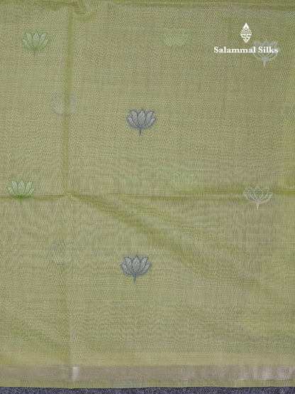 Beautiful Baby Pink Thread Work Buttas Muga Cotton Saree With Small Ribbon Border