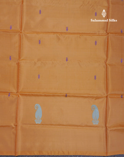 Sandal Thread work Buttas Banana Pinth Saree (Vaazhainaar Pattu) With Contrast Dark Maroon Blouse