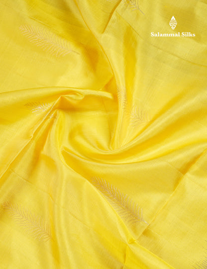 Beautiful Yellow Pure Kanjivaram Soft Silk Saree With Contrast Royal Blue Fancy Border