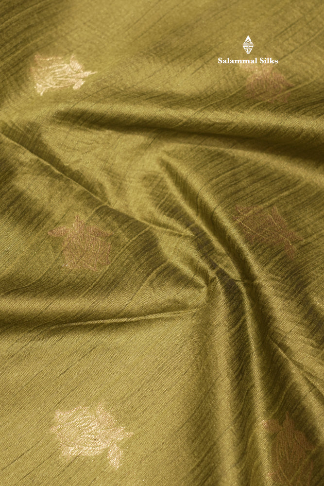 Olive Green Jute Cotton Fancy Saree With Blouse