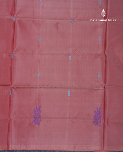 Dual Tone Blue Thread work Buttas Banana Pinth Saree (Vaazhainaar Pattu) With Contrast Pink Blouse