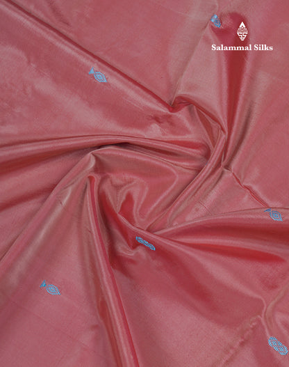 Dual Tone Blue Thread work Buttas Banana Pinth Saree (Vaazhainaar Pattu) With Contrast Pink Blouse