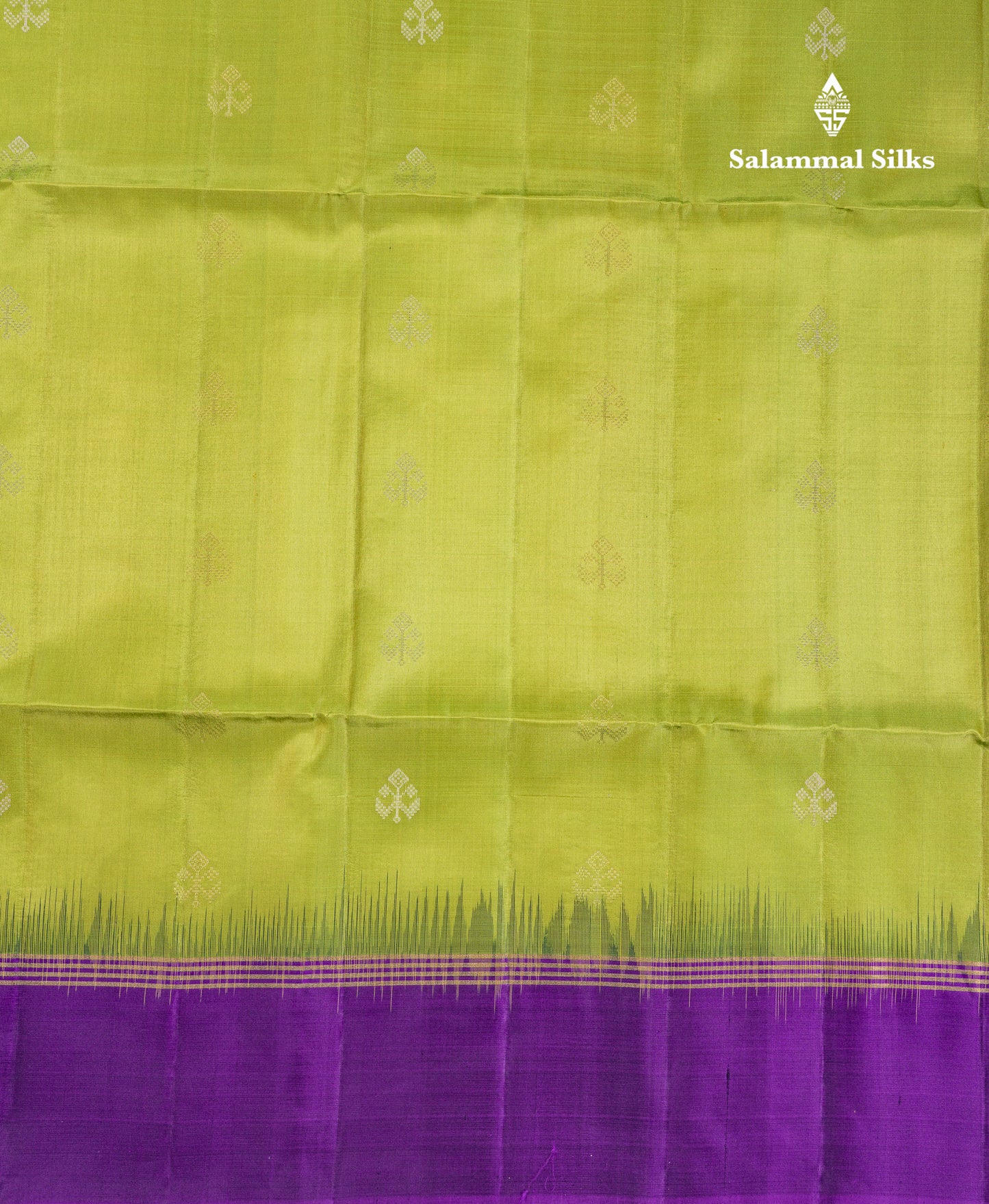 Beautiful Manthulir Green Pure Kanjivaram Soft Silk Saree With Contrast Dark Purple Fancy Border