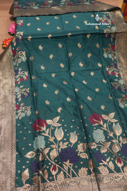 Olive Green Jute Cotton Fancy Saree With Blouse