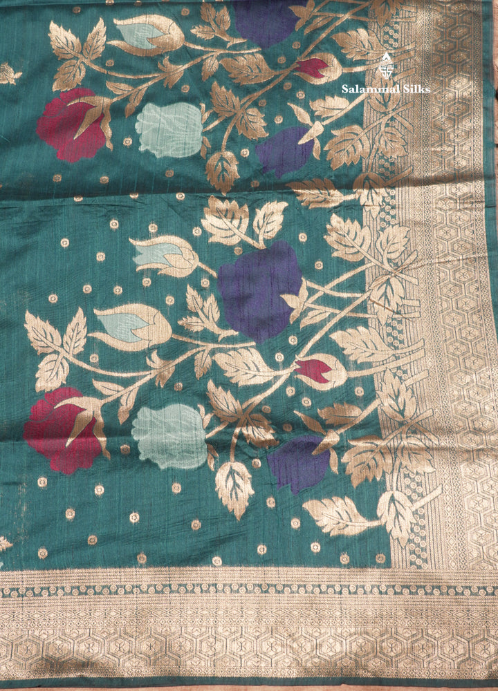 Olive Green Jute Cotton Fancy Saree With Blouse